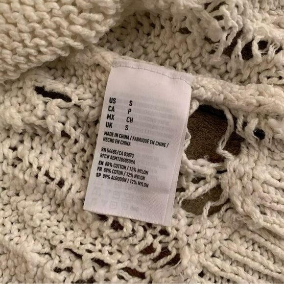 American eagle womens white open weave knit crewneck pullover sweater -s - Picture 5 of 8